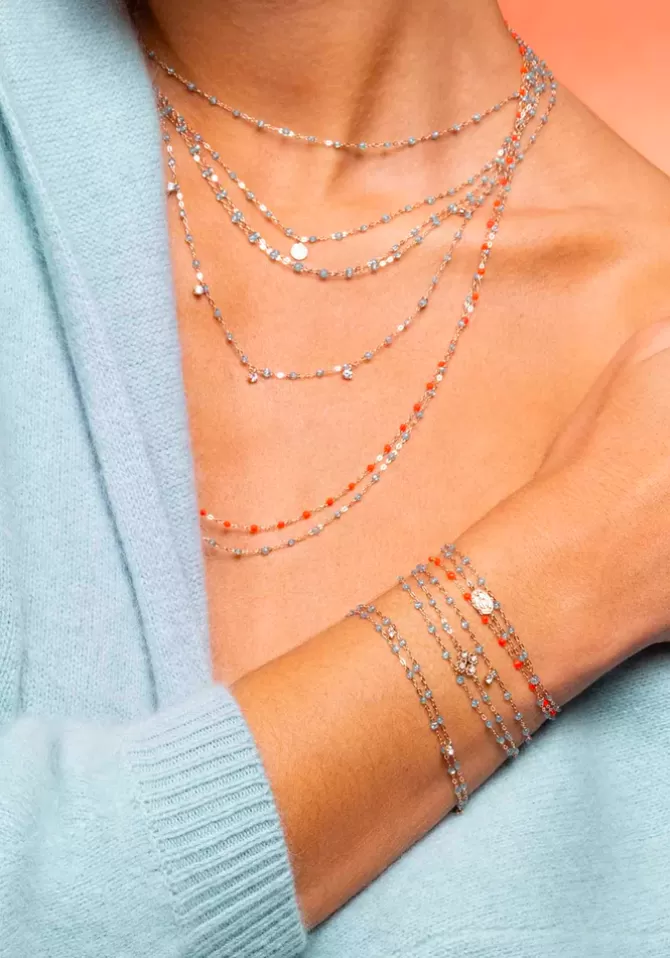 Gigi Clozeau Bracelet Classique Gigi Or Rose Et Résines Aqua 15cm Shop