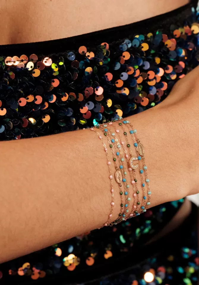 Gigi Clozeau Bracelet Classique Gigi Or Rose Et Résines Bleu Celeste 15cm Cheap