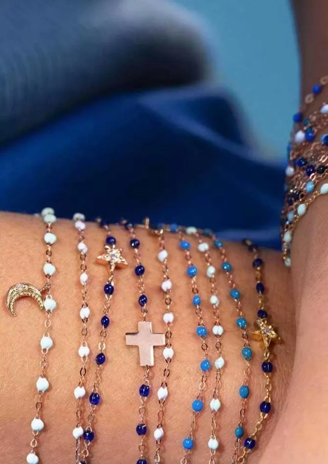 Gigi Clozeau Bracelet Classique Gigi Or Rose Et Résines Bleu Céleste 17cm Outlet