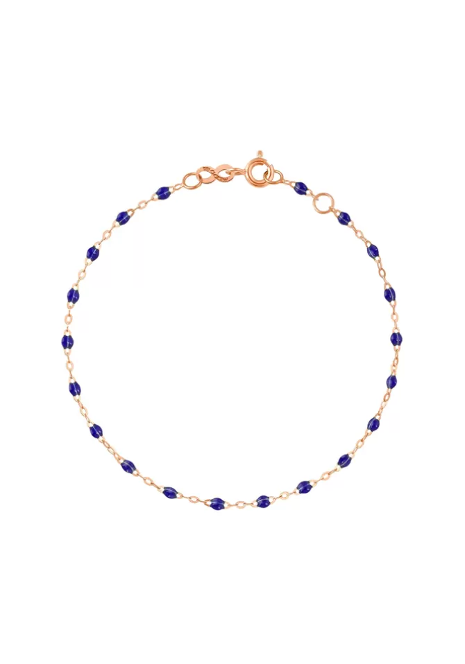 Gigi Clozeau Bracelet Classique Gigi Or Rose Et Résines Bleu De Prusse 15cm New