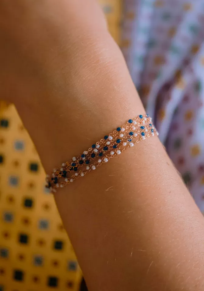 Gigi Clozeau Bracelet Classique Gigi Or Rose Et Résines Bleu De Prusse 17cm Hot