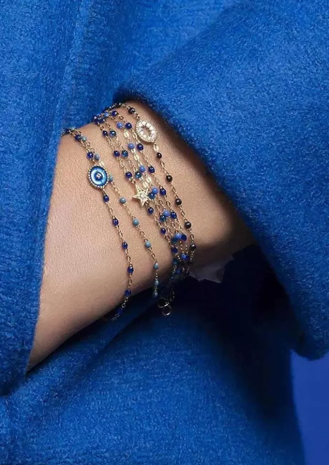 Gigi Clozeau Bracelet Classique Gigi Or Rose Et Résines Bleu Fluo 17cm Outlet