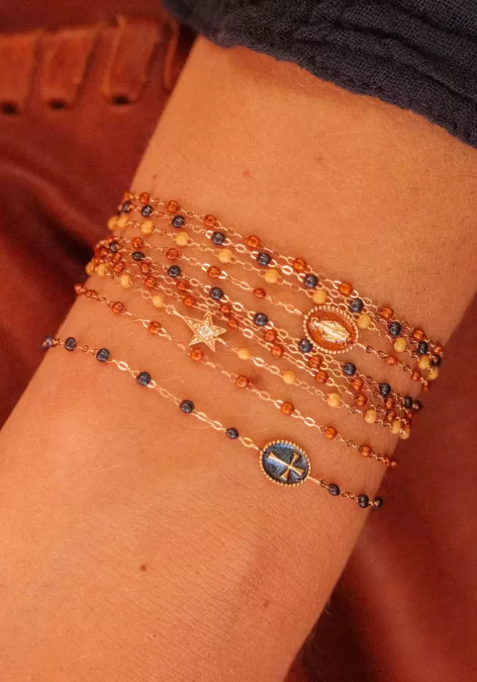 Gigi Clozeau Bracelet Classique Gigi Or Rose Et Résines Bleu Nuit 17cm Online
