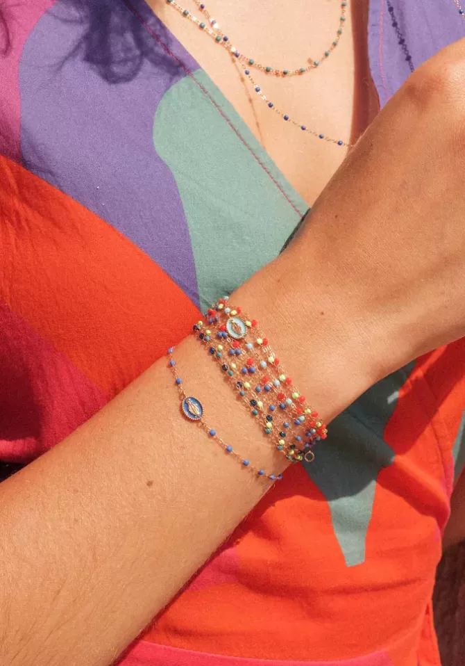 Gigi Clozeau Bracelet Classique Gigi Or Rose Et Résines Ciel 17cm Fashion