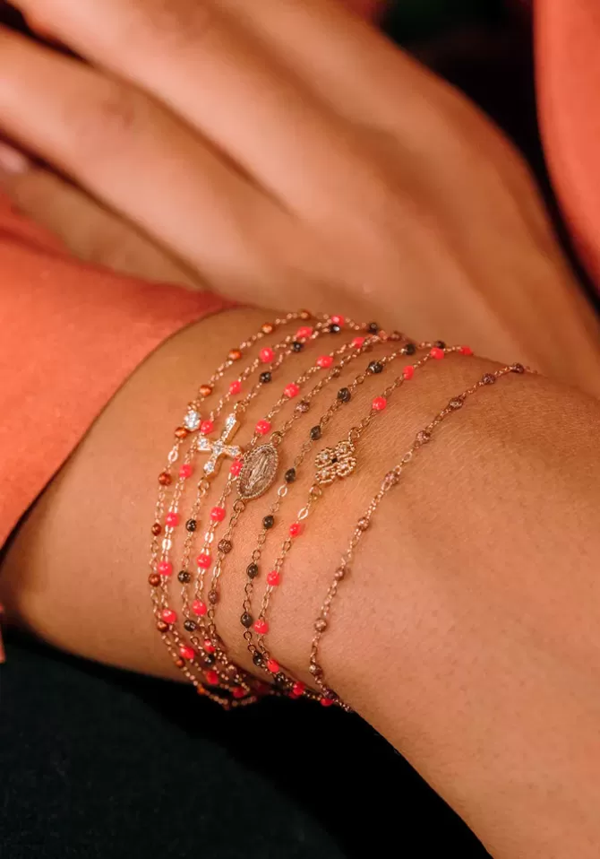 Gigi Clozeau Bracelet Classique Gigi Or Rose Et Résines Corail 17cm Best