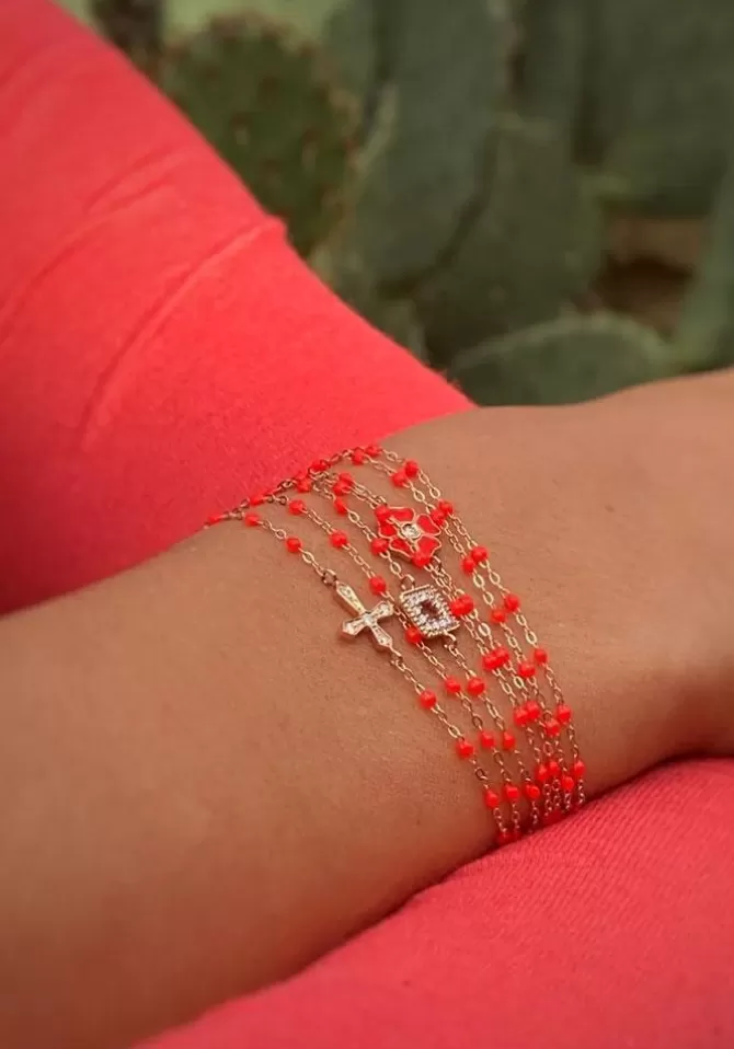 Gigi Clozeau Bracelet Classique Gigi Or Rose Et Résines Corail 15cm New