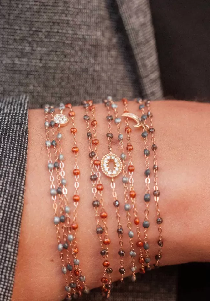 Gigi Clozeau Bracelet Classique Gigi Or Rose Et Résines Gris Foncé 17cm Cheap