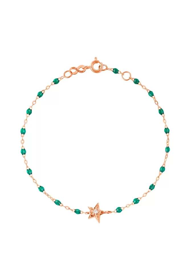 Gigi Clozeau Bracelet Classique Gigi Étoile Diamant Or Rose Et Résines Emeraudes 17cm Discount
