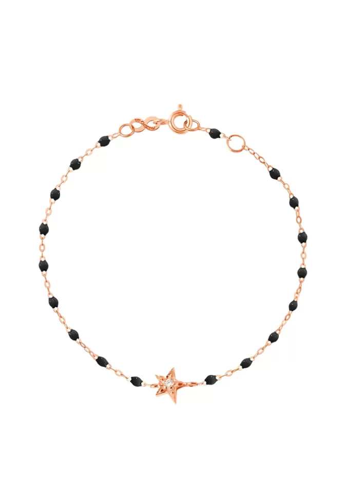 Gigi Clozeau Bracelet Classique Gigi Étoile Diamant Or Rose Et Résines Noires 17cm Flash Sale