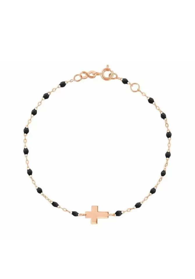 Gigi Clozeau Bracelet Croix Or Rose Et Résines Noir 17cm Cheap