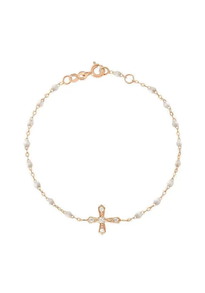 Gigi Clozeau Bracelet Croix Vintage Diamant Or Rose Et Résines Opale 17 cm Clearance