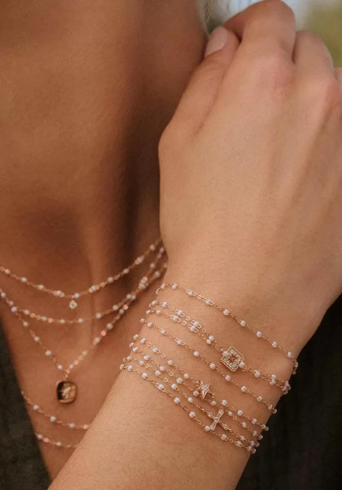 Gigi Clozeau Bracelet Croix Vintage Diamant Or Rose Et Résines Opale 17 cm Clearance