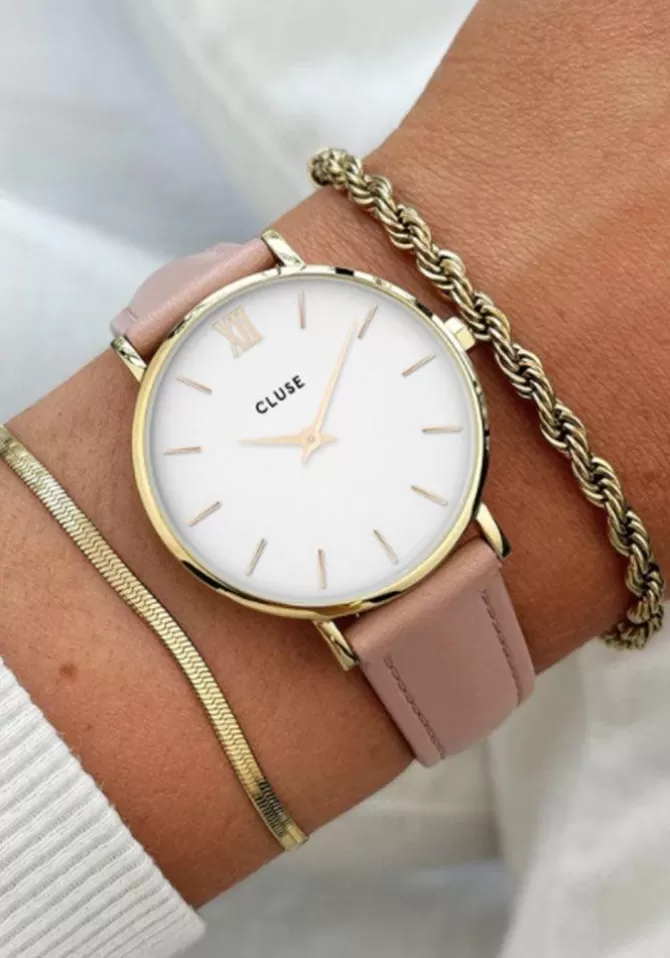 Cluse Bracelet De Montre Cuir Lisse Rose Clearance