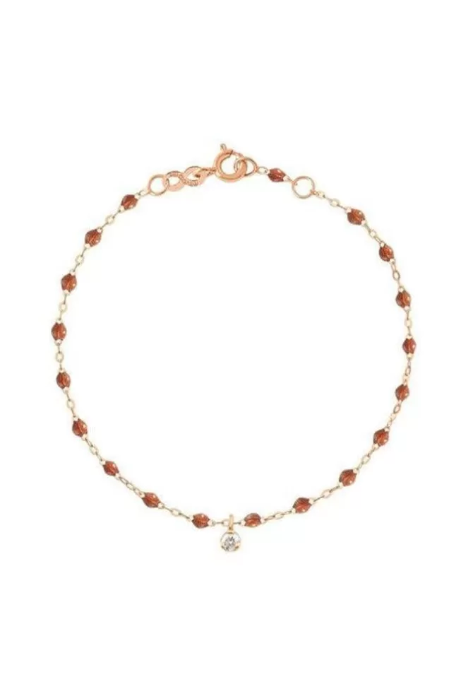 Gigi Clozeau Bracelet Gigi Suprême Or Rose Diamant Et Résines Fauve 17cm Fashion