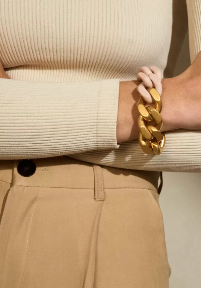 Vanessa Baroni Bracelet Great Doré Mat et Baby Pink Online