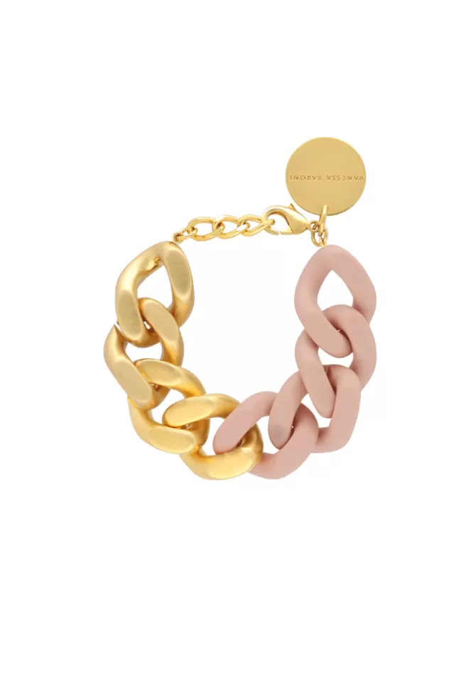 Vanessa Baroni Bracelet Great Doré Mat et Baby Pink Online