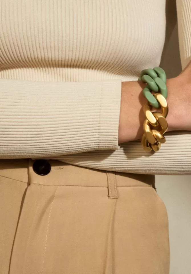 Vanessa Baroni Bracelet Great Doré Mat et Mint Discount