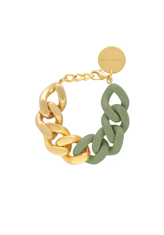 Vanessa Baroni Bracelet Great Doré Mat et Mint Discount
