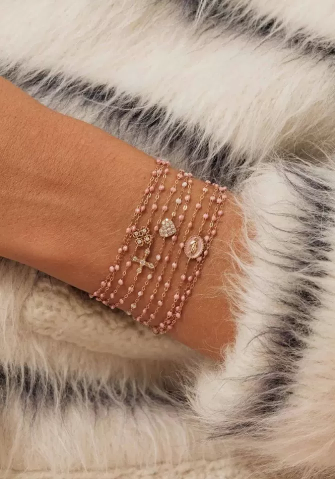 Gigi Clozeau Bracelet In Love Diamant Or Rose Et Résine Opale 17cm Discount
