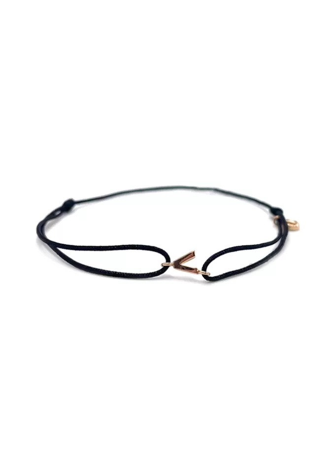 Kismet By Milka Bracelet Letters Or Rose Sur Cordon Noir Online