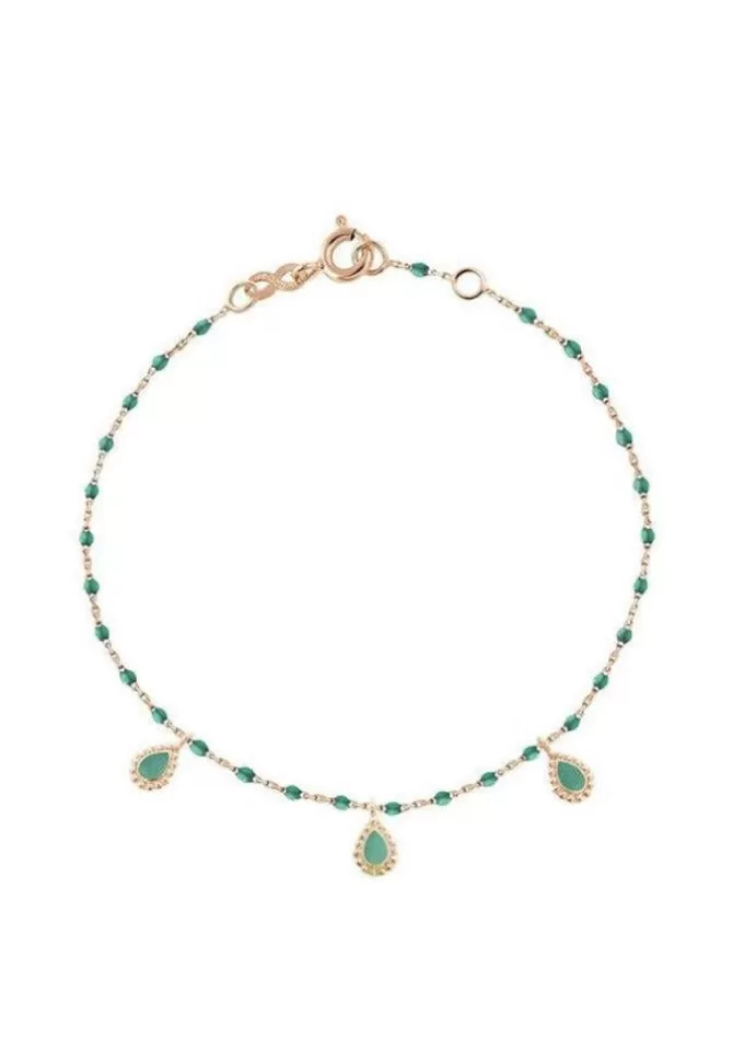 Gigi Clozeau Bracelet Lucky Cashmere Or Rose Et Résines Vert Émeraude 17cm Cheap
