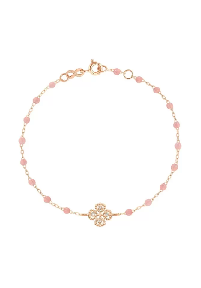Gigi Clozeau Bracelet Lucky Trèfle Diamant Or Rose Et Résines Blush 17cm Cheap