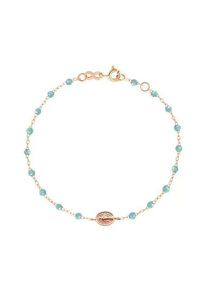 Gigi Clozeau Bracelet Madone Or Rose Et Résines Aqua 17cm Discount