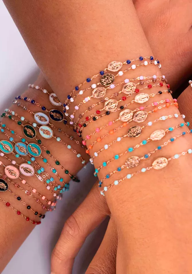 Gigi Clozeau Bracelet Madone Or Rose Et Résines Bleu De Prusse 17cm Flash Sale