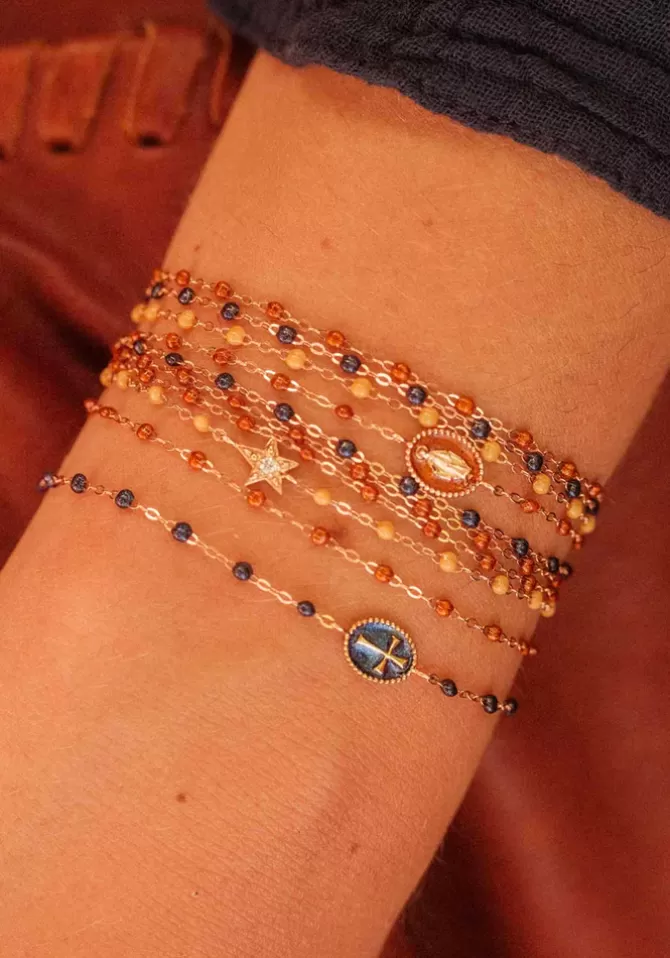 Gigi Clozeau Bracelet Madone Or Rose Et Résines Fauve 17cm Fashion