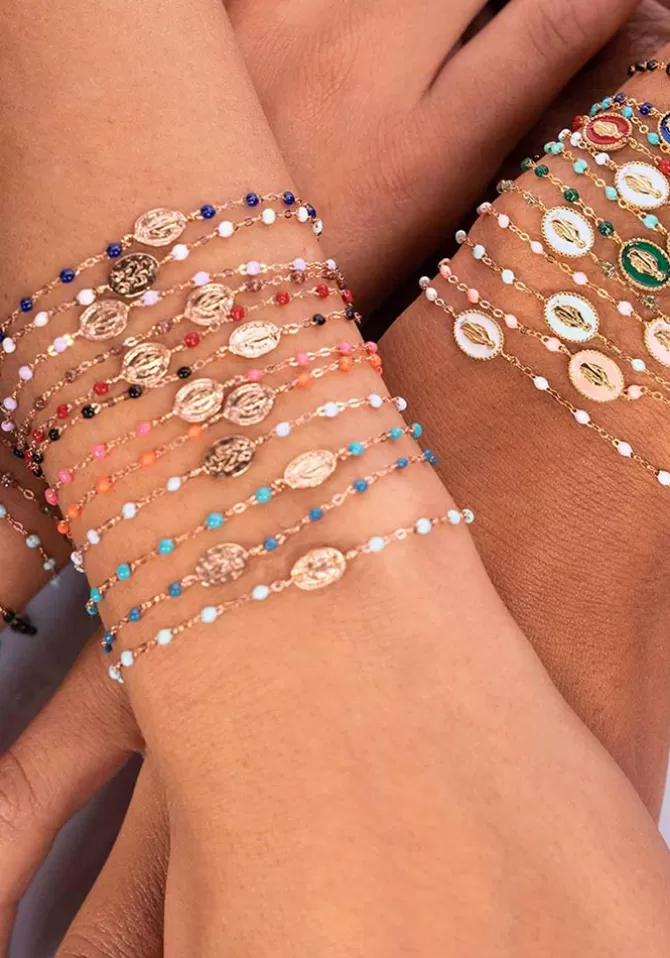Gigi Clozeau Bracelet Madone Or Rose Et Résines Rose Bébé 17cm Sale