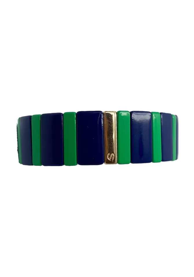 Simone à Bordeaux Bracelet Marine Perles Verticales Grand Modèle Bleu Et Vert Sale