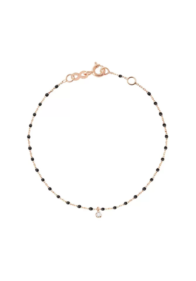 Gigi Clozeau Bracelet Mini Gigi Or Rose Diamant Et Résines Noir 17cm Best