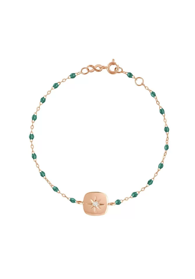 Gigi Clozeau Bracelet Miss Gigi Or Rose Diamant Et Résines Emeraude 17cm Store