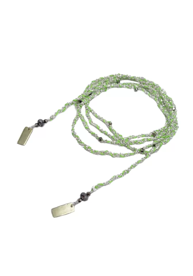 Marie-Laure Chamorel Bracelet N°182 Argent Et Vert Fluo Outlet