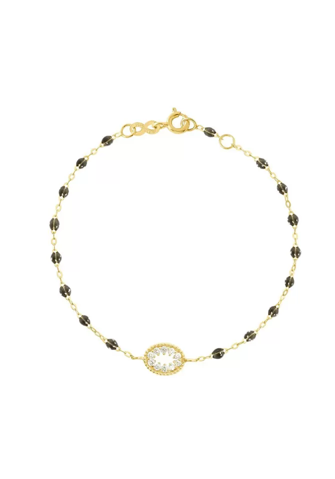 Gigi Clozeau Bracelet Oeil De Pirate Or Jaune Diamants Et Résines Noir 17cm Best