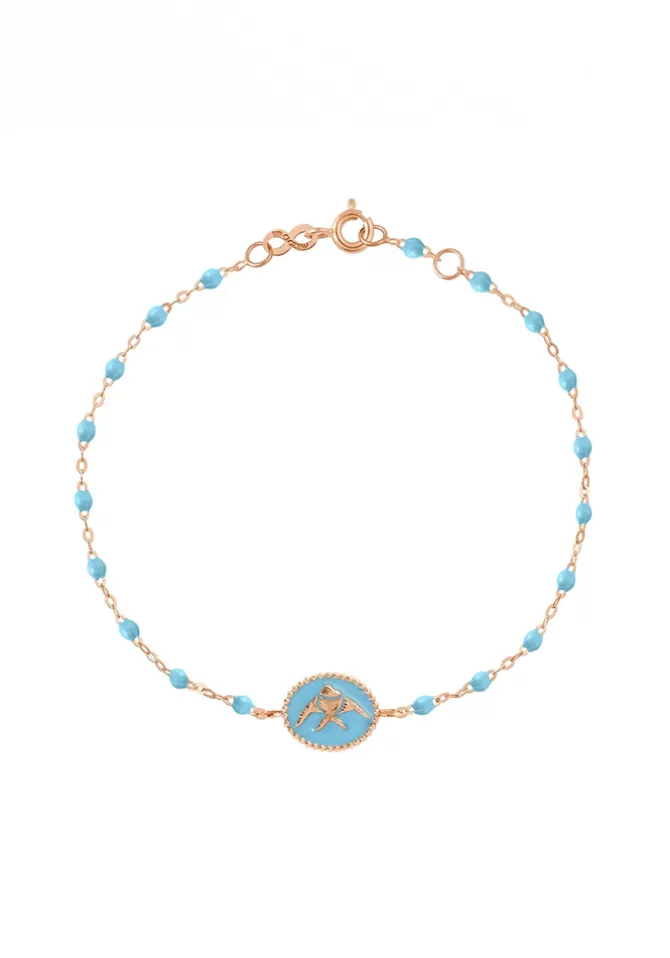 Gigi Clozeau Bracelet Poisson Ange Or Rose Et Résines Turquoise 17 cm Hot