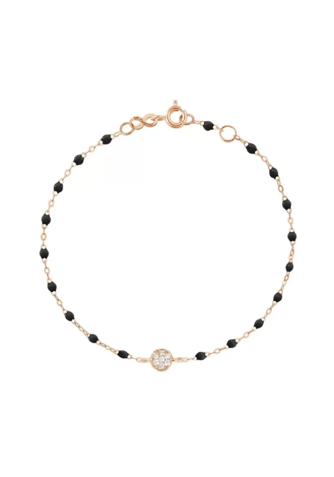 Gigi Clozeau Bracelet Puce Diamants Or Rose Et Résine Noir 17cm Discount