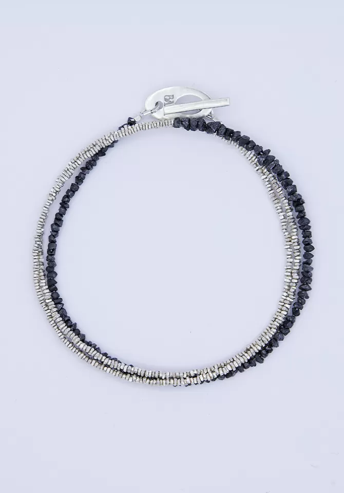 Baya Creation Paris Bracelet Sawar Argent Et Diamants Noirs Shop