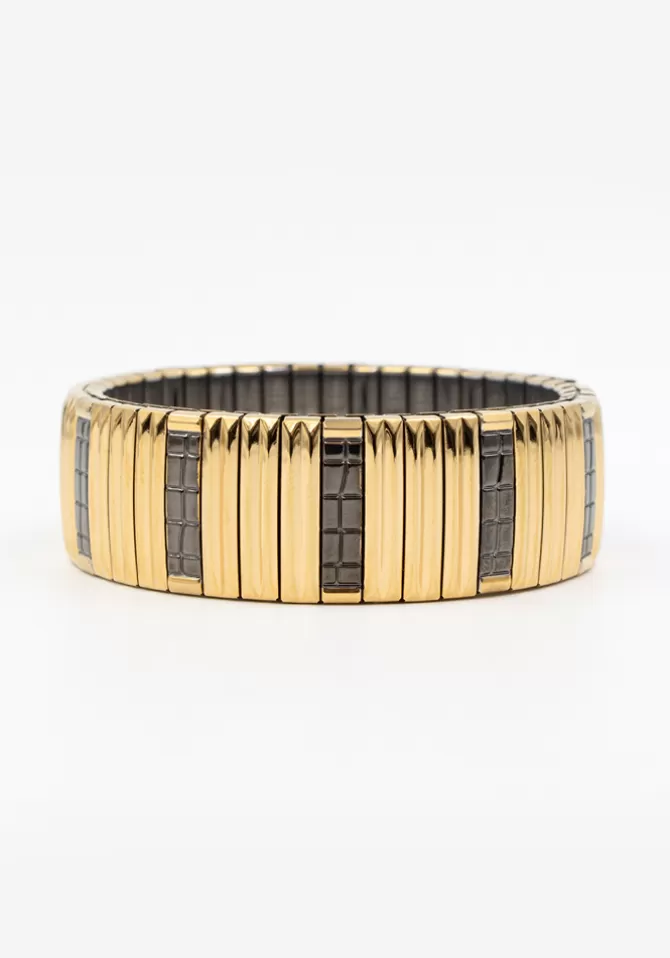 Sigal Bracelet Sig 18 Stripes Doré Et Noir Fashion