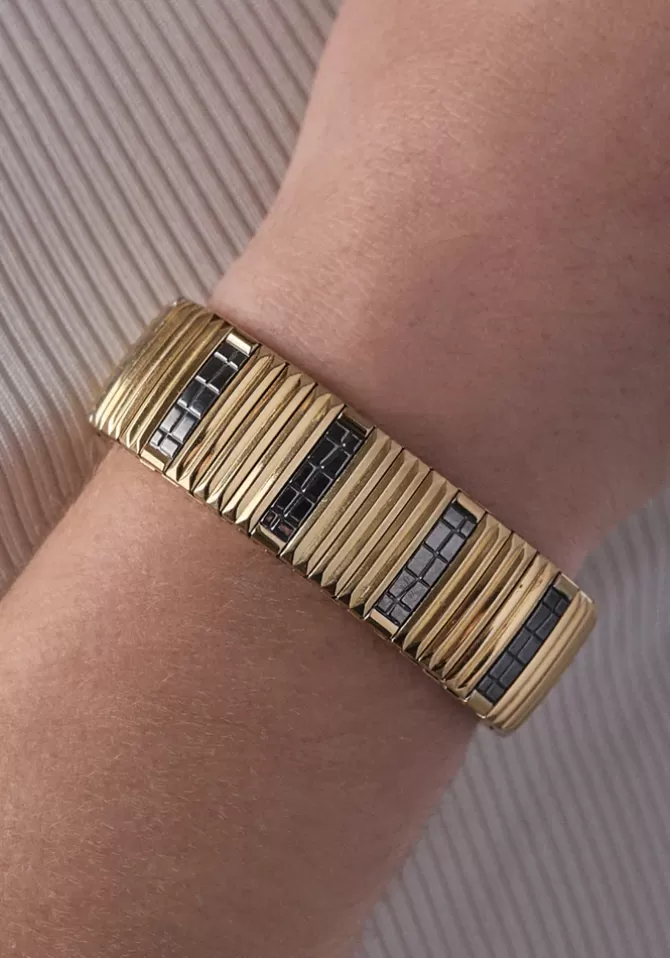 Sigal Bracelet Sig 18 Stripes Doré Et Noir Fashion