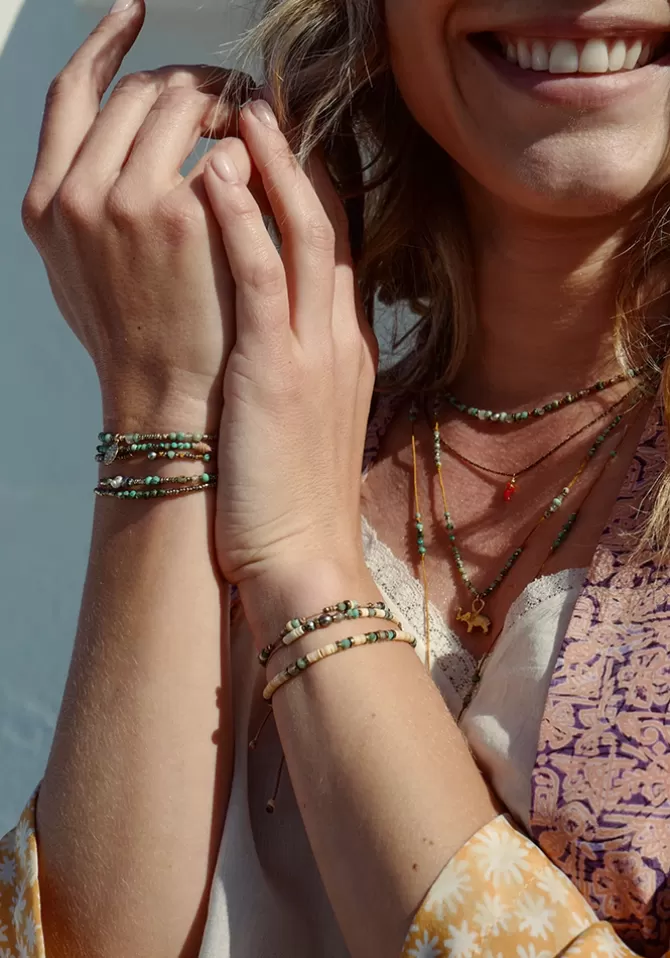 Be By Cat Bracelet Turquoise, Labradorite, Keshi Et Hématite Cheap