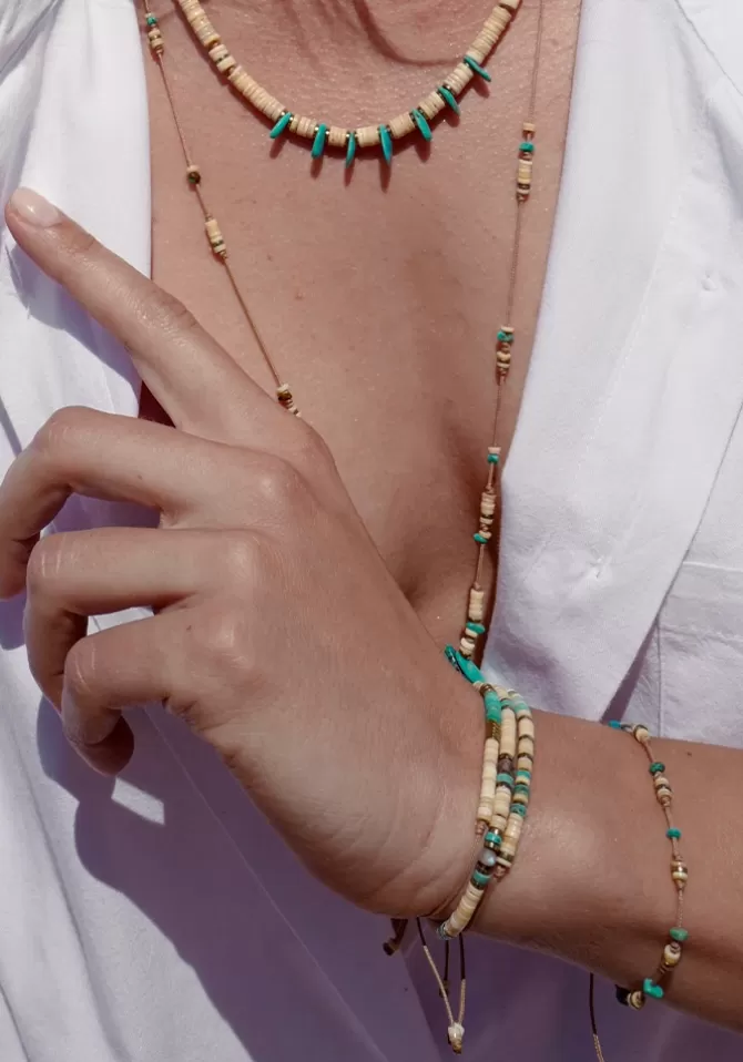 Be By Cat Bracelet Turquoise, Nacre et Hématite Cheap