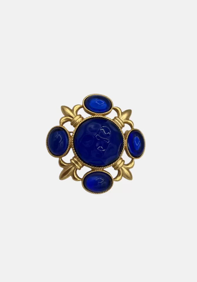 Blush Sélection Bijoux Broche Xl Perle En Verre Bleue Best