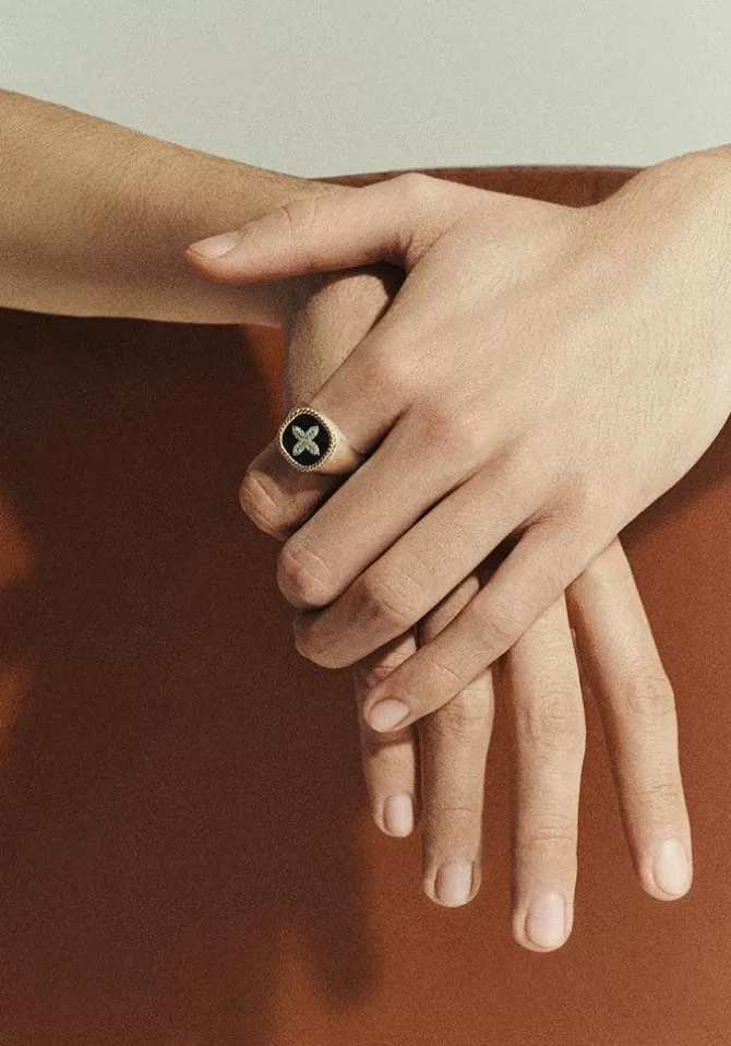 Pascale Monvoisin Chevalière Bowie Noir Homme Diamants Discount