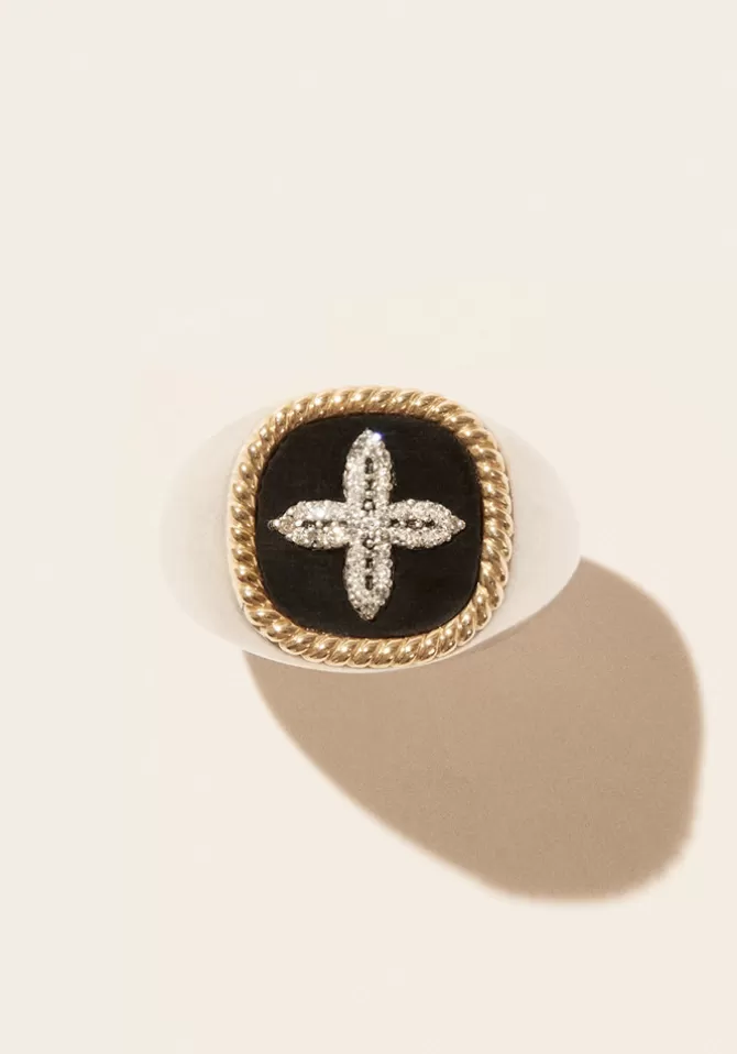 Pascale Monvoisin Chevalière Bowie Noir Homme Diamants Discount