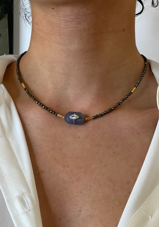 Hanka Ïn Choker Inside Pyrites Et Iolite Store