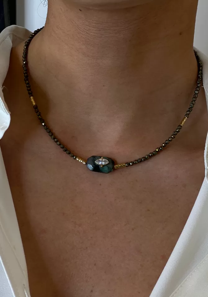 Hanka Ïn Choker Inside Pyrites Et Émeraude Best