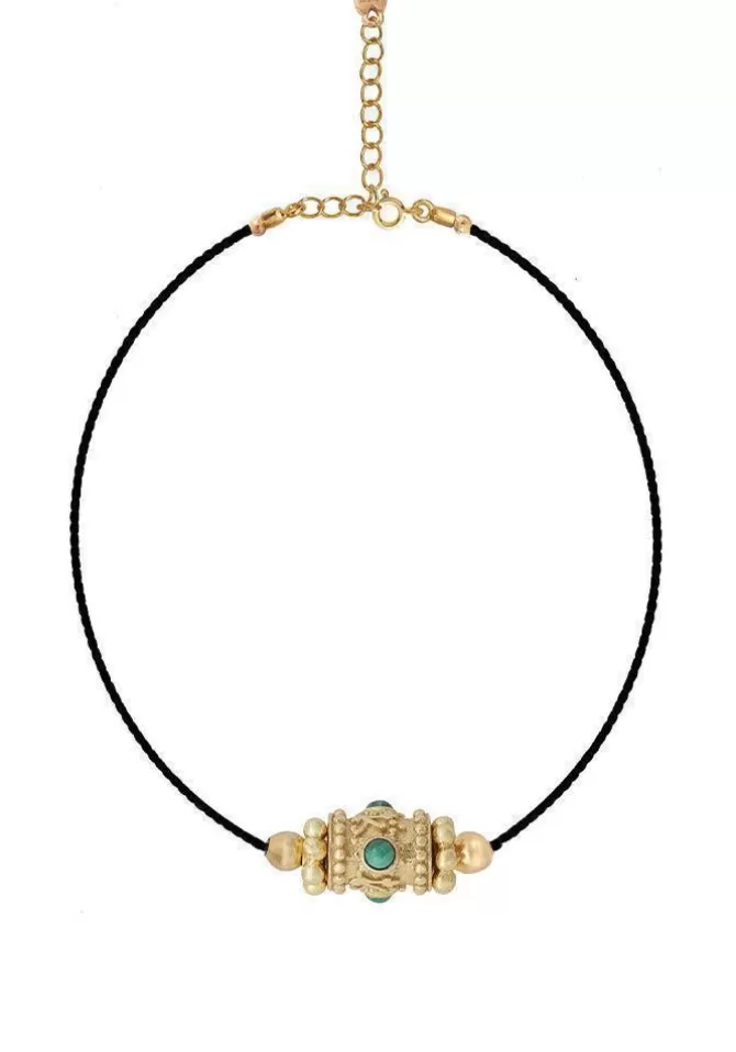 Dorothée Sausset Choker Rakhi 1 Malachite Fil Noir Outlet