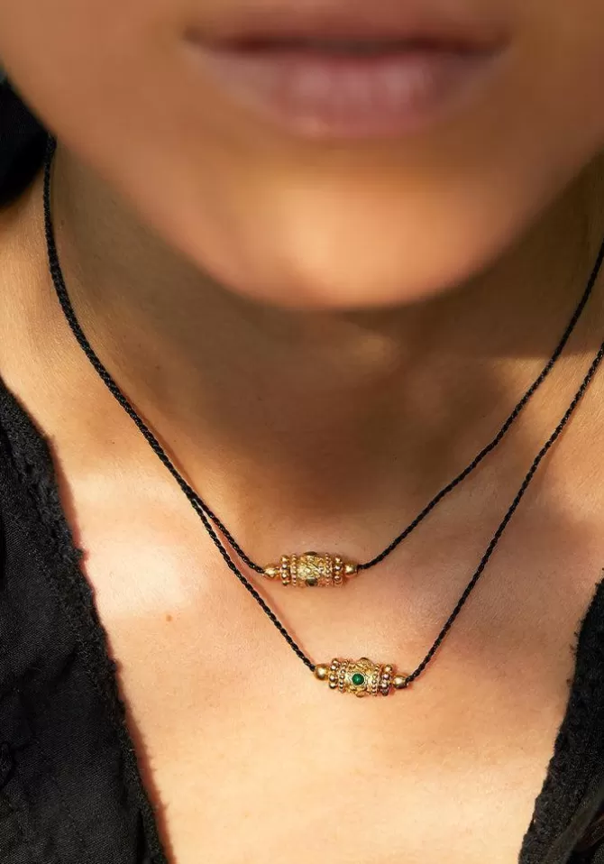 Dorothée Sausset Choker Rakhi 1 Malachite Fil Noir Outlet