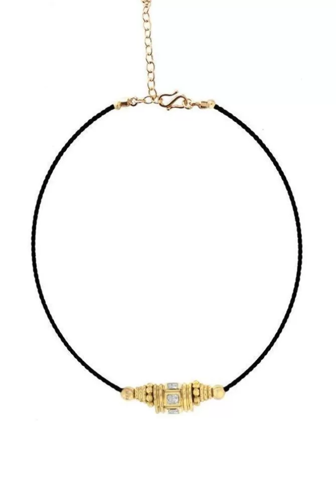 Dorothée Sausset Choker Rakhi 2 Topaze Blanche Fil Noir Shop